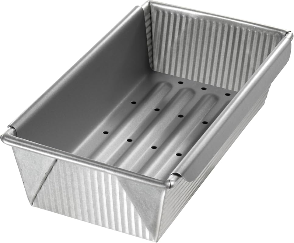 USA Pan Bakeware Aluminized Steel Meat Loaf Pan with Insert for Draini