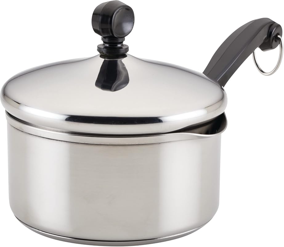 Farberware Classic 1-Quart Covered Straining Saucepan in Durable Stain