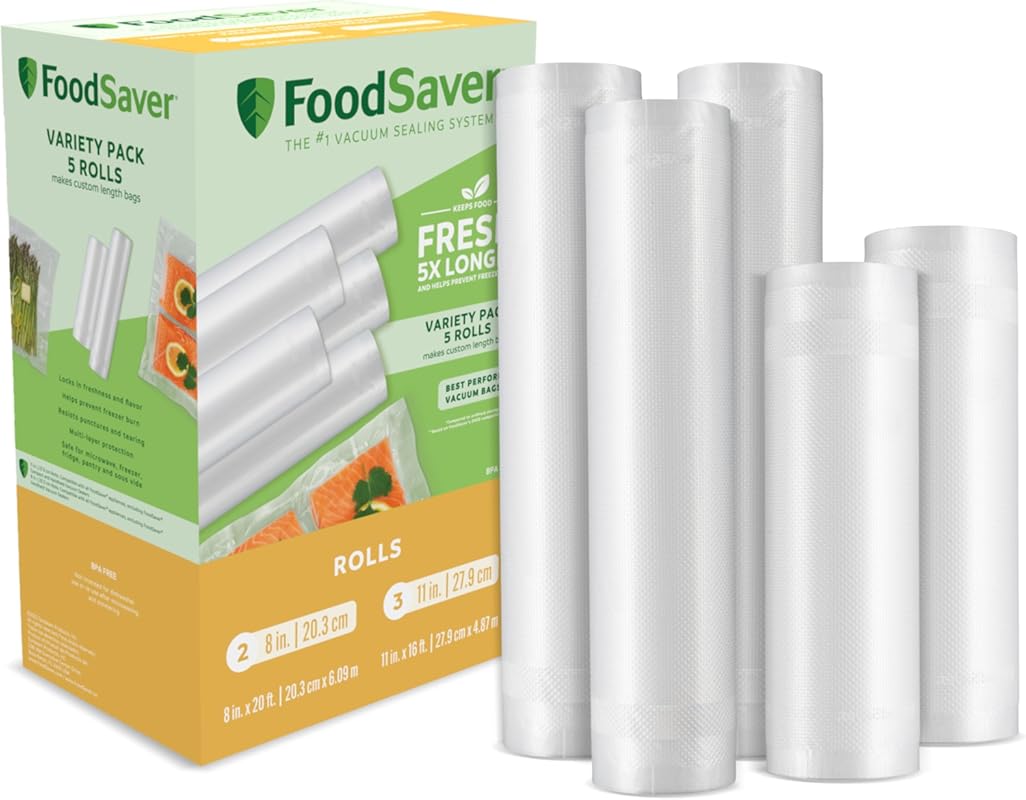 FoodSaver Custom Length Vacuum Sealer Bags Multipack: 5 Rolls (8