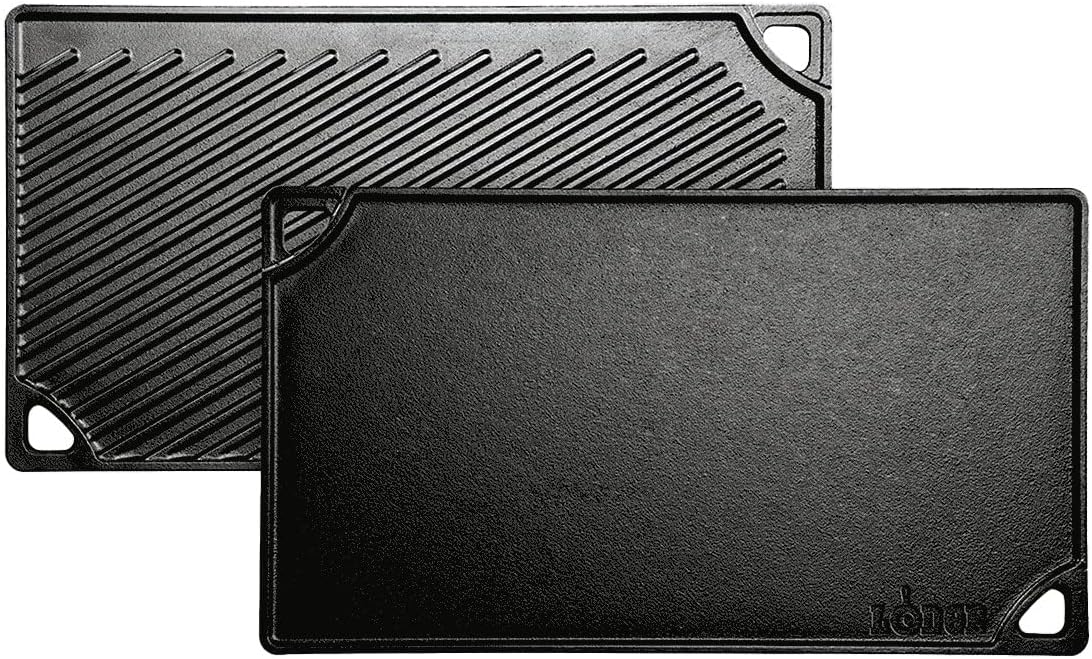 Lodge Double Play Reversible Cast Iron Grill/Griddle, Dual-Sided Cookw