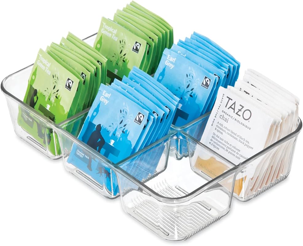 iDesign Clear Tea Bag & Sugar Packet Organizer – Versatile Storage for
