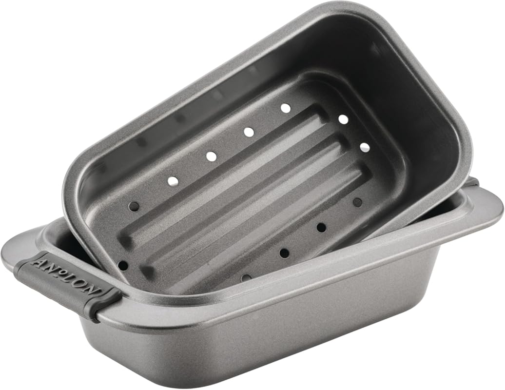 Anolon Advanced Nonstick 2-Piece Loaf Pan Set with Silicone Grips, Gra