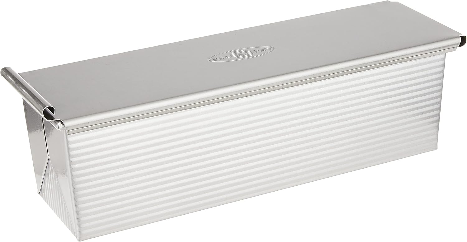 USA Pan Bakeware Pullman Loaf Pan with Cover, 13x4 Inch Nonstick, Alum