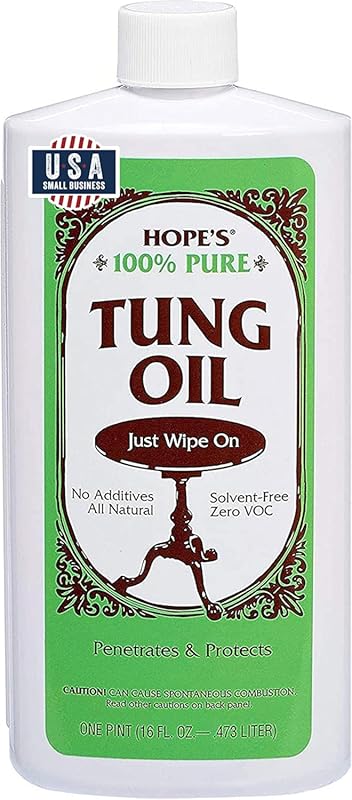 HOPE'S 100% Pure Tung Oil, Food Safe, Premium Waterproof Natural Wood 