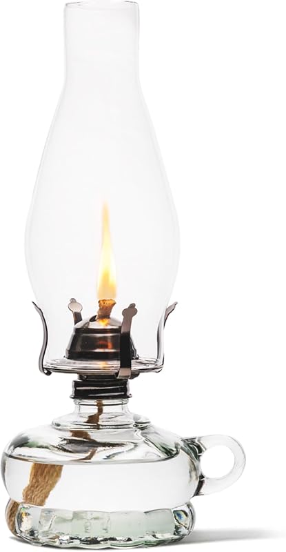 Lamplight 110 White 12-inch Clear Glass Chamber Oil Lamp - Hurricane &