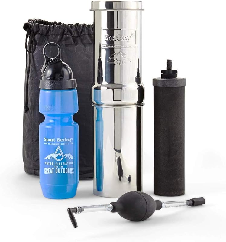 Berkey Go Water Filter Kit, 1 Quart Gravity Water Filter System, Sport
