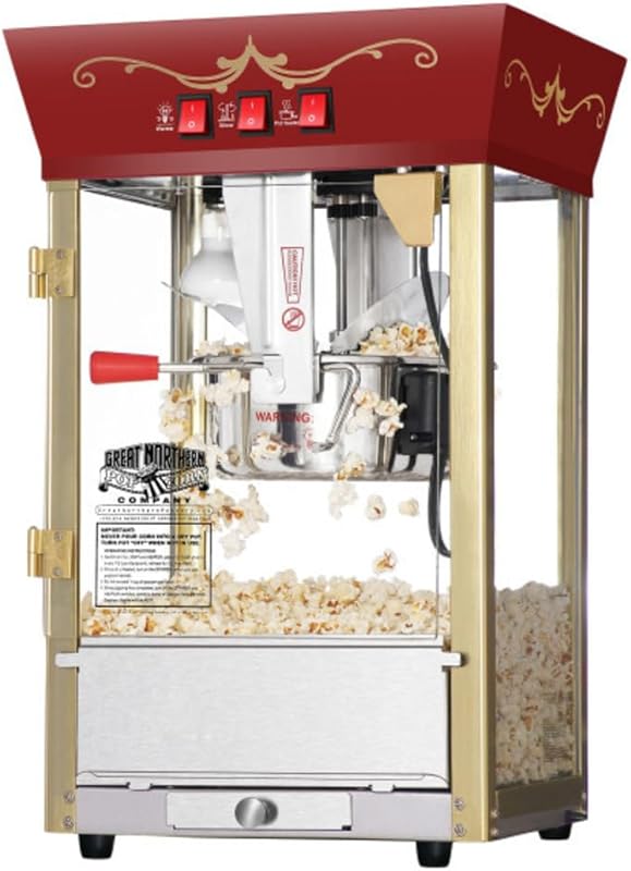 Great Northern Popcorn Matinee 8 Oz. Popcorn Machine, Stainless Steel 