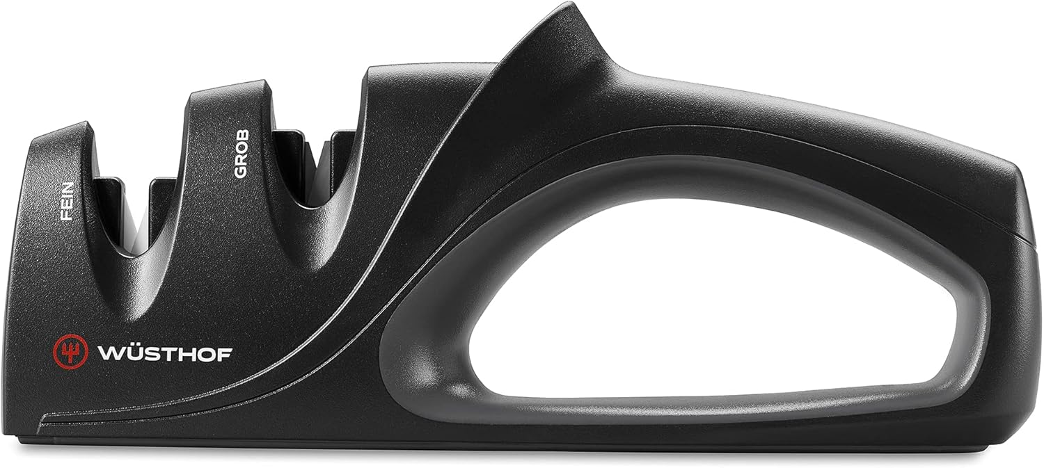 WÜSTHOF 2-Stage Hand-Held Knife Sharpener, Black, for Convenient and E