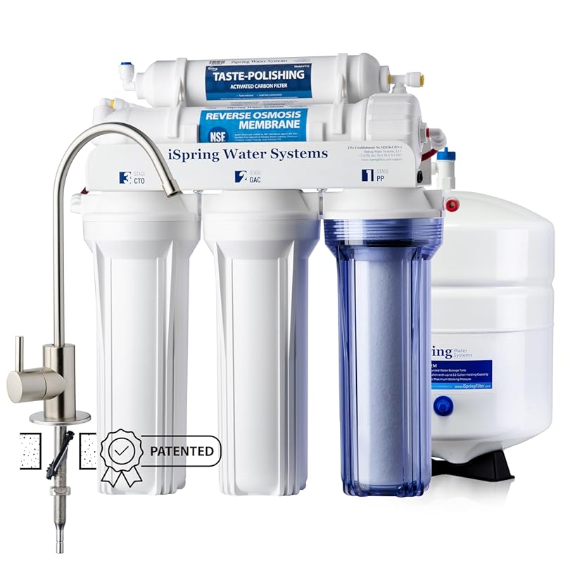 iSpring RCC7 NSF Certified 5-Stage Under Sink RO Water Filter System, 