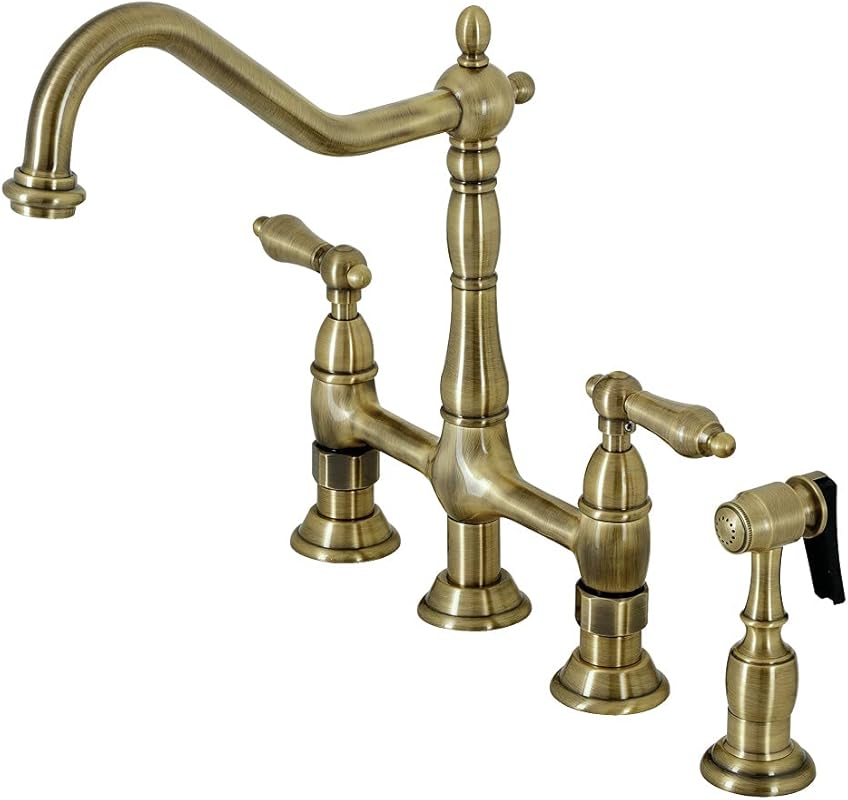 Kingston Brass KS1273ALBS Heritage 8-Inch Kitchen Bridge Faucet with B