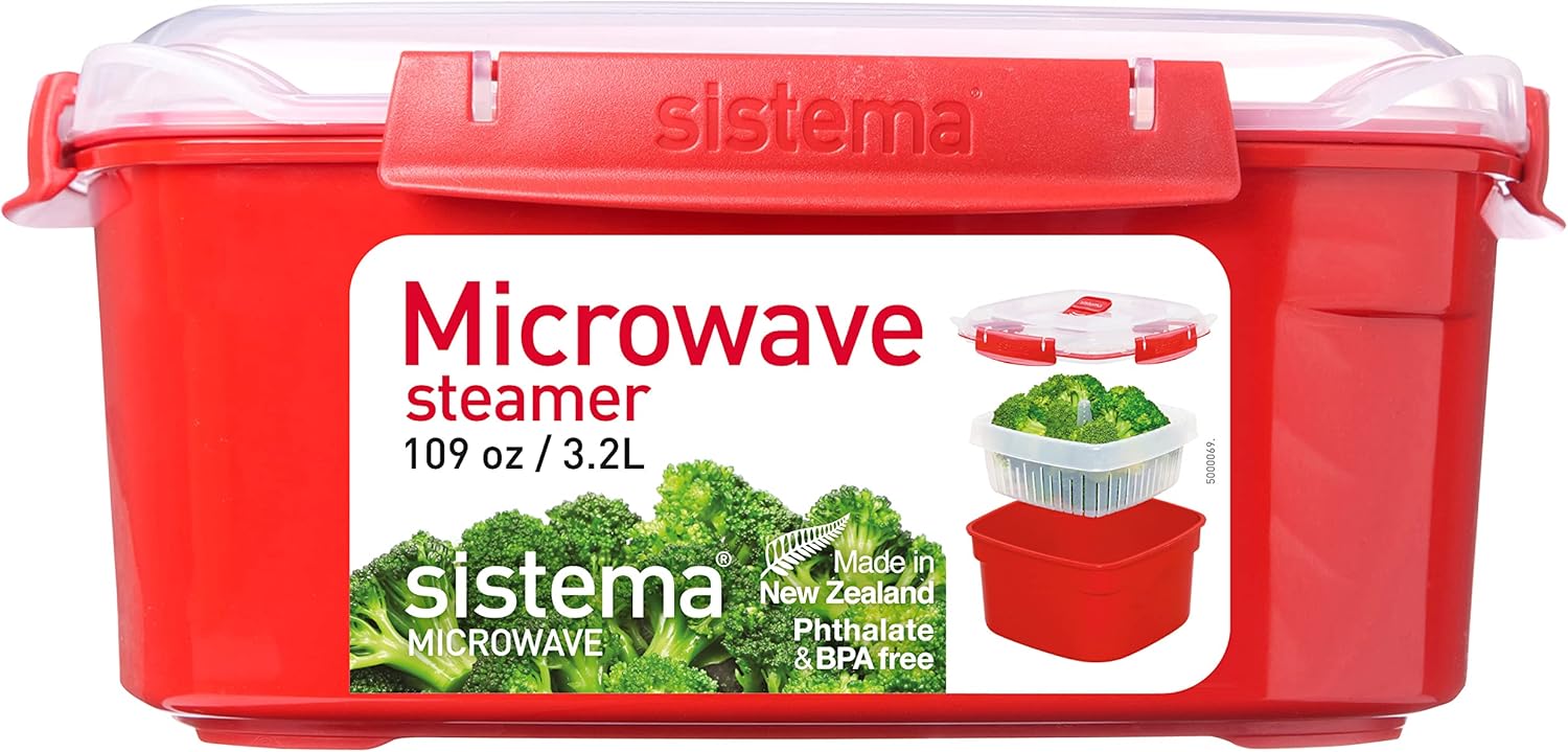 Sistema Large 3.2L Microwave Food Steamer with Removable Basket for He