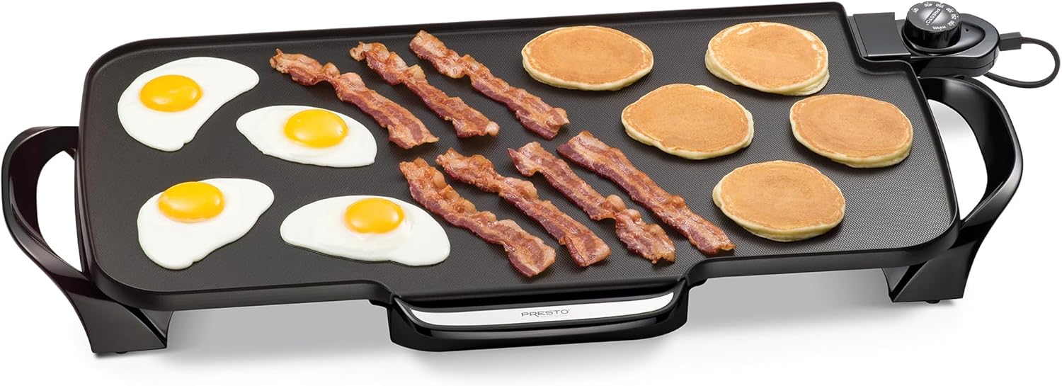 Presto 07061 22-inch Electric Griddle with Removable Handles, Black, L