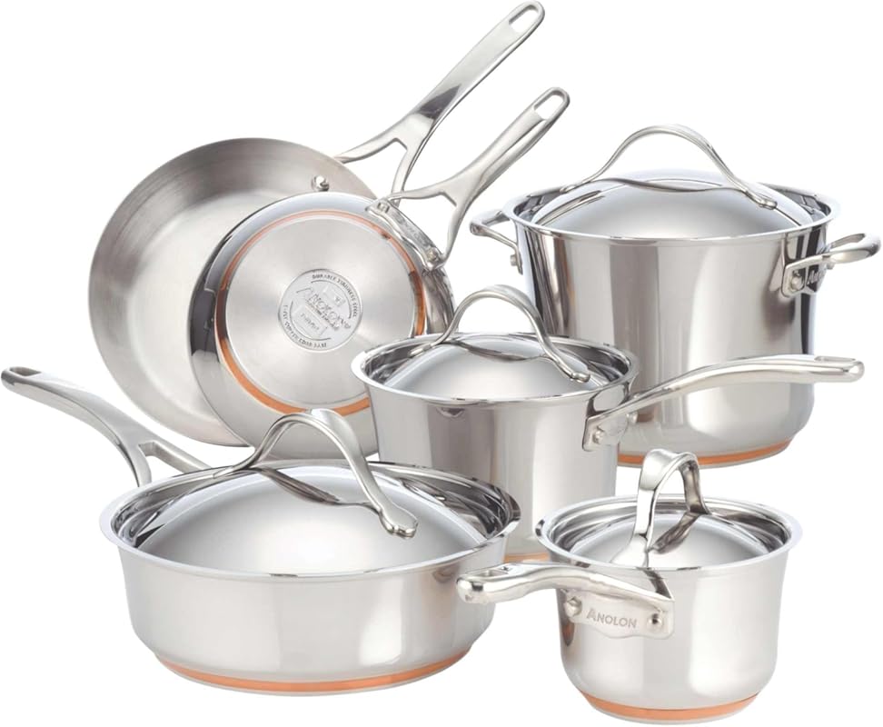 Anolon Nouvelle 10-Piece Stainless Steel Cookware Set: Durable Pots an