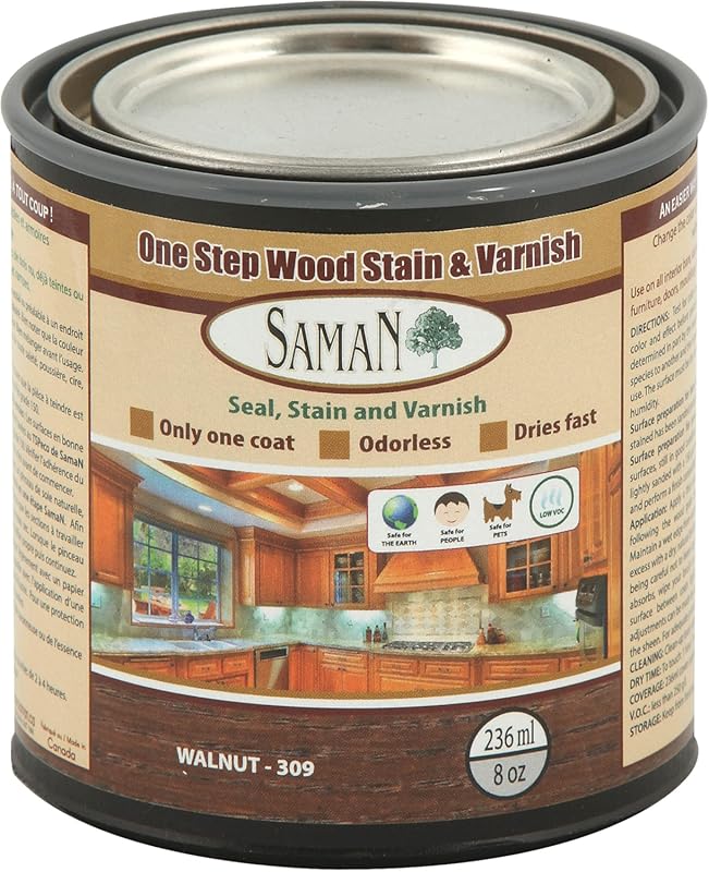 SamaN Interior One Step Walnut Wood Seal, Stain & Varnish, Oil-Based P
