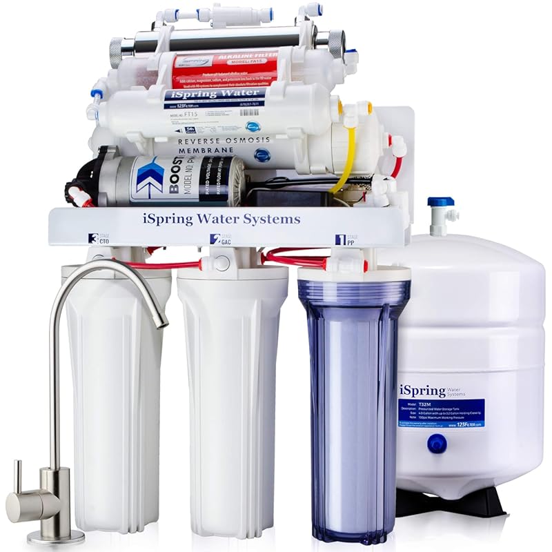 iSpring RCC1UP-AK 100 GPD 7-Stage Reverse Osmosis Under Sink System wi