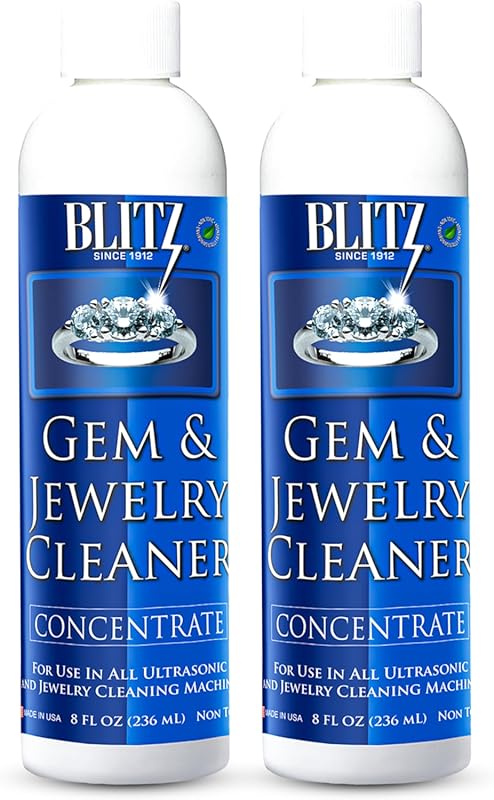 Blitz Gem & Jewelry Cleaner Liquid Concentrate (2-Pack, 8oz) - Non-Tox