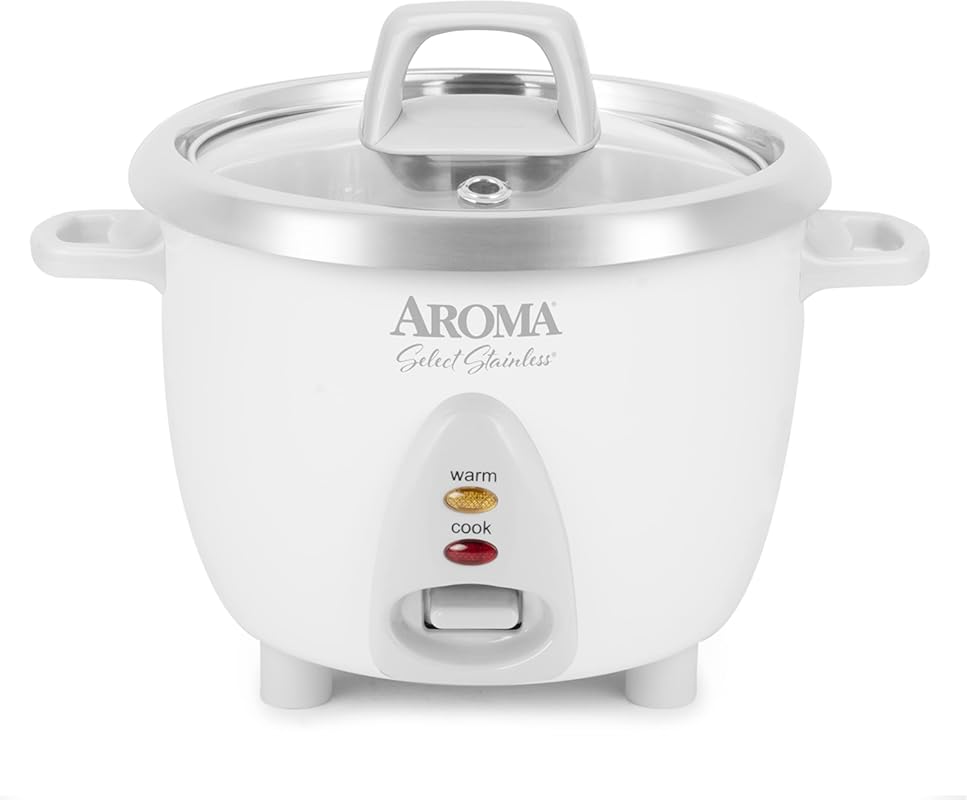 AROMA Select Stainless 6-Cup Rice Cooker with Durable Stainless Steel 