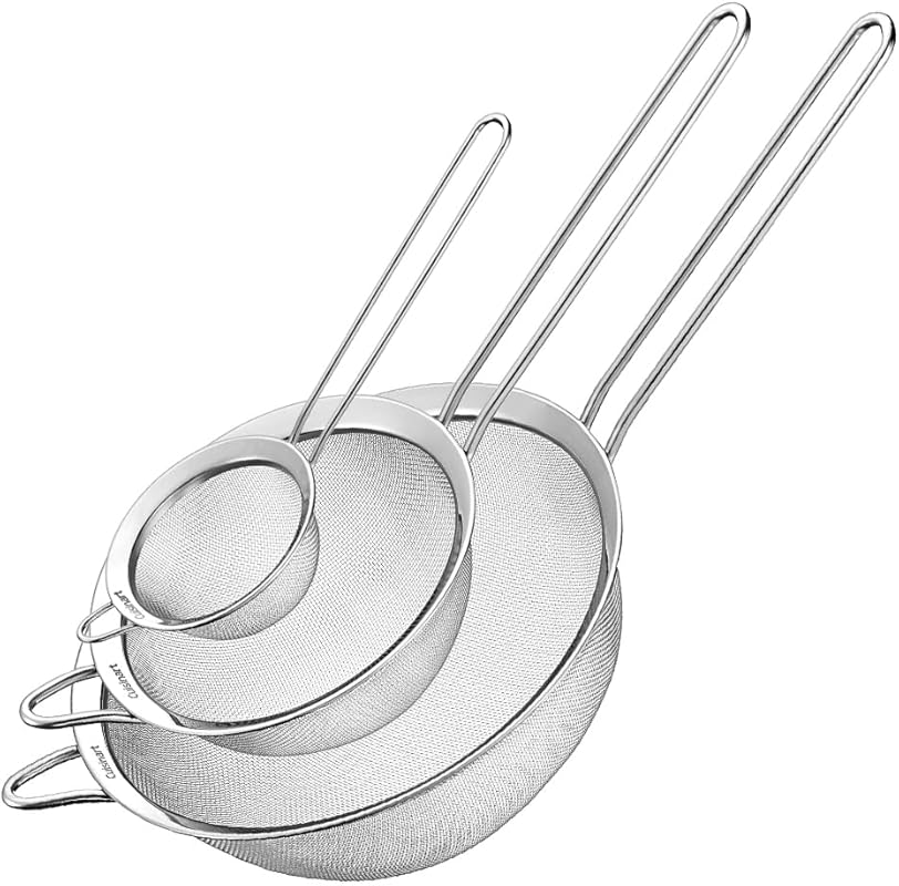 Cuisinart CTG-00-3MS Silver Mesh Strainers Set, 3 Count Pack for Kitch