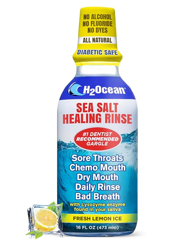 H2Ocean Healing Rinse Natural Sea Salt Mouthwash, Alcohol & Fluoride-F