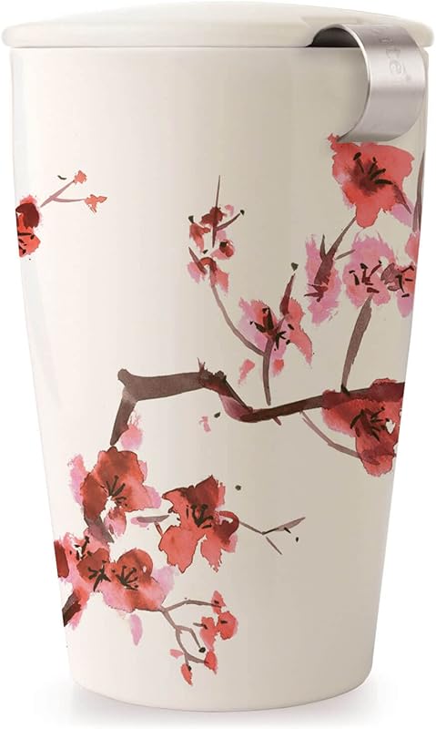 Tea Forte Double-Walled Ceramic Kati Cup, 12 oz, Stainless Infuser & L