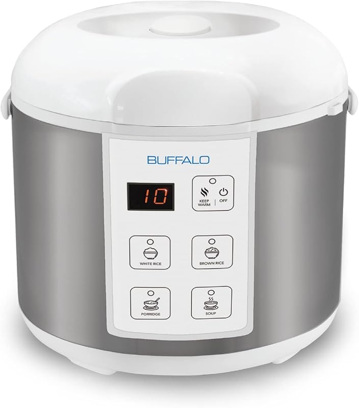 Buffalo Classic 5-Cup Electric Rice Cooker with Clad Stainless Steel P