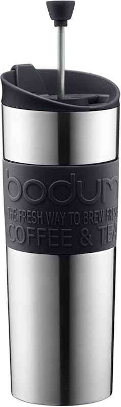Bodum 15oz Black Vacuum Insulated Stainless Steel Travel Press Coffee 