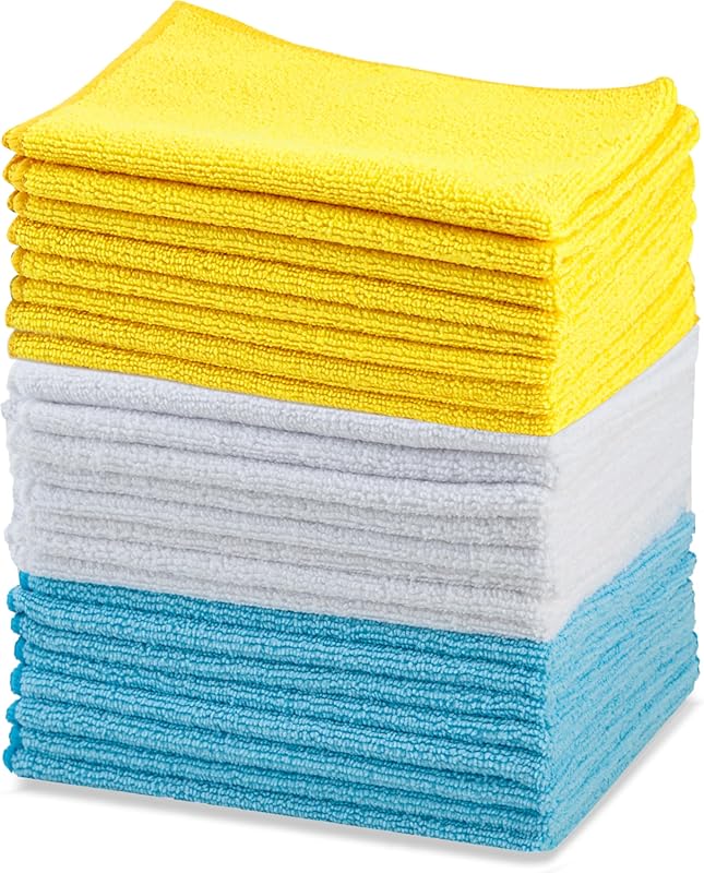 Amazon Basics Microfiber Cleaning Cloths, Ultra Absorbent, Lint & Stre