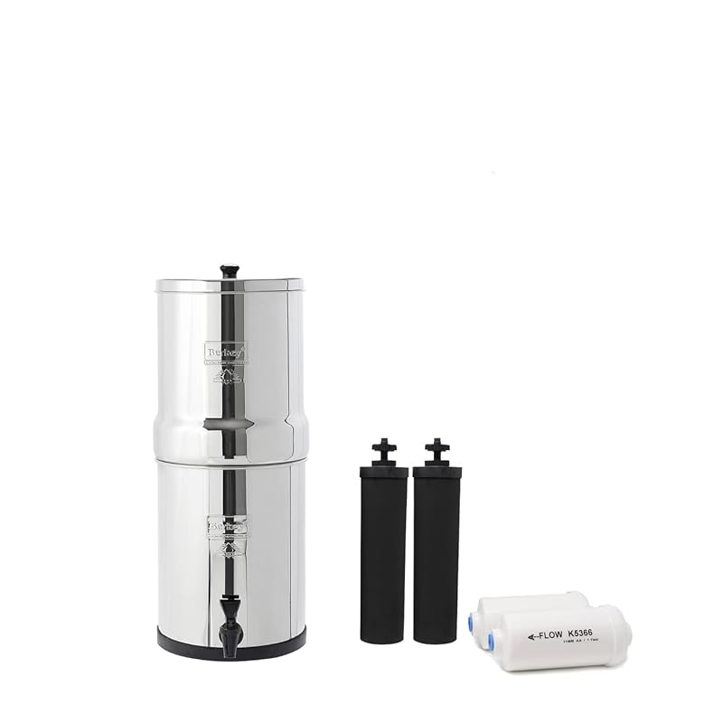 Berkey Travel Gravity-Fed Water Filter System with Black & PF-2 Fluori