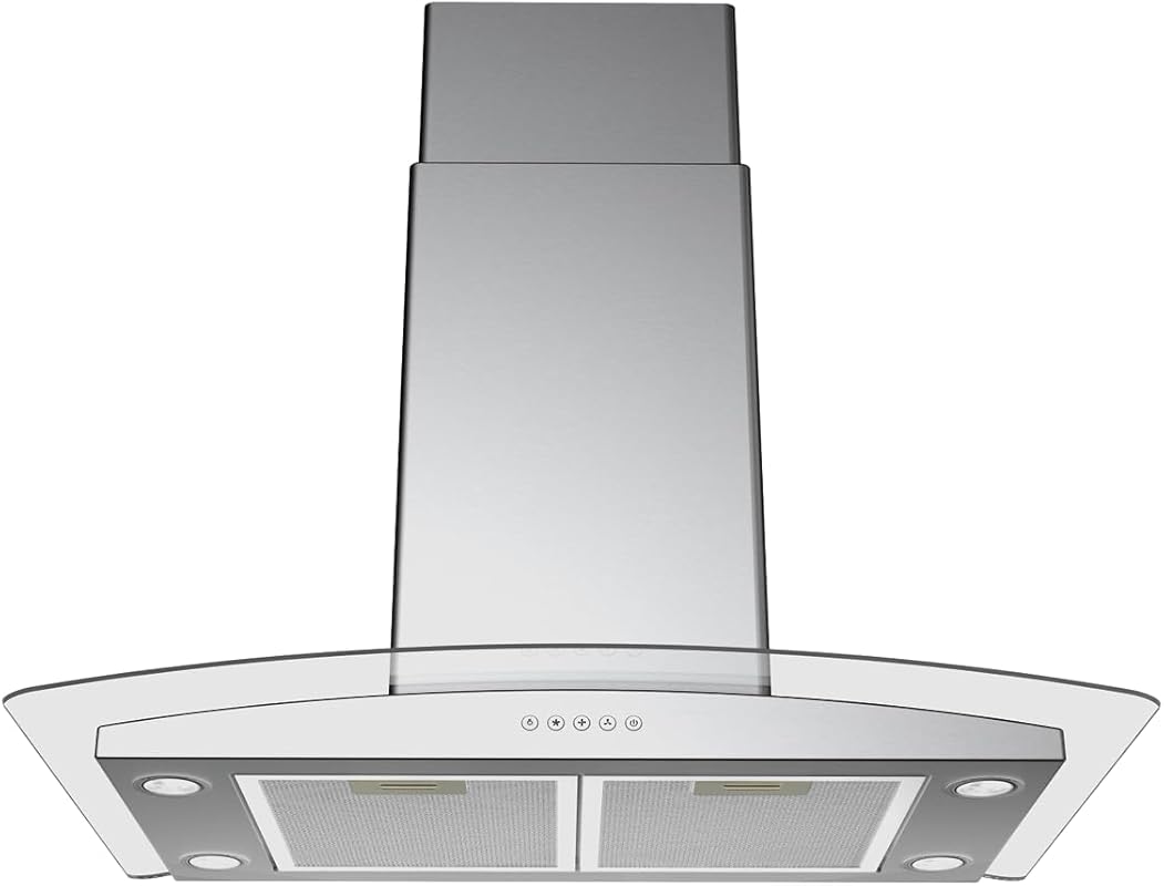 Blue Ocean RH668I 36" Island Mount Range Hood, 900 CFM, Tempered Glass