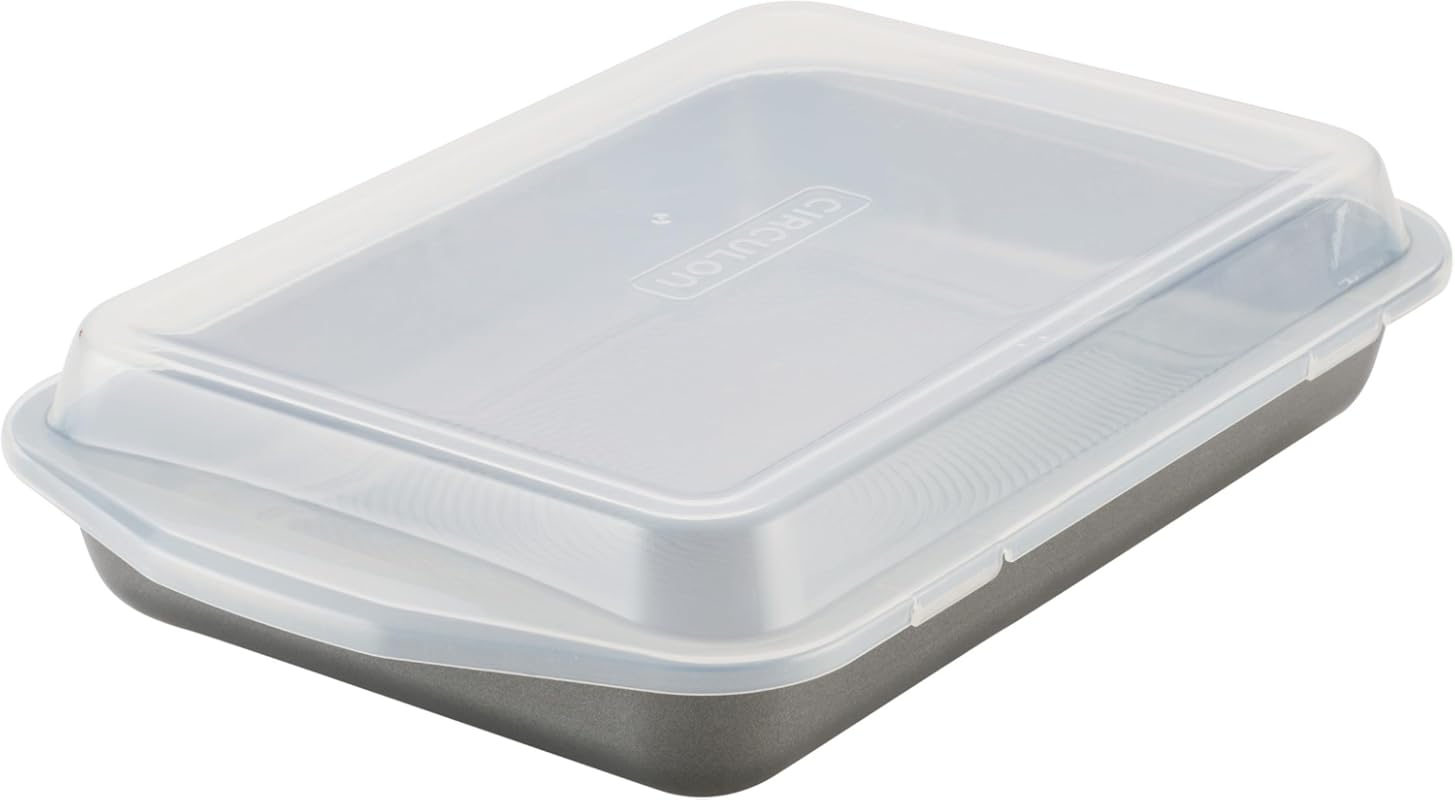 Circulon Nonstick Bakeware 9x13 Inch Rectangular Cake Pan with Lid, Du