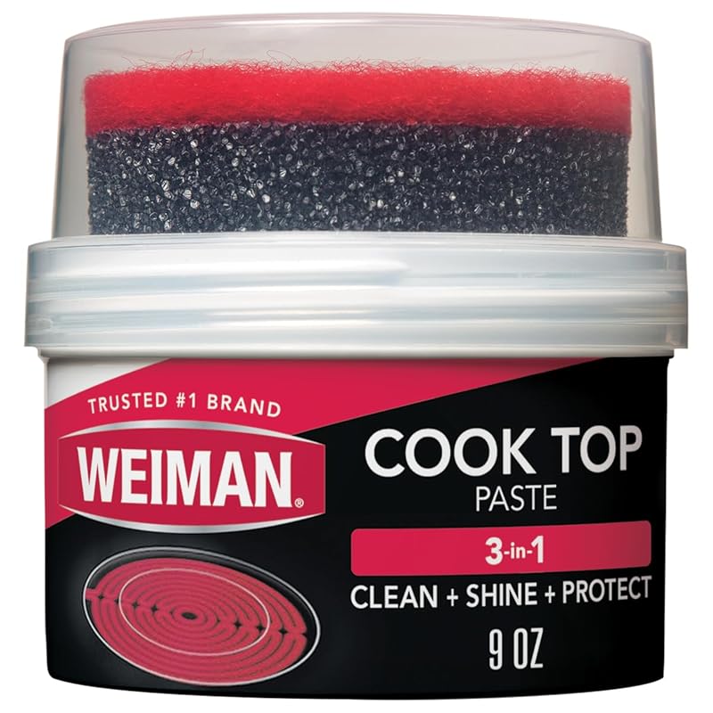 Weiman Cooktop Cleaner Paste for Glass Cooktops, Easily Removes Burned