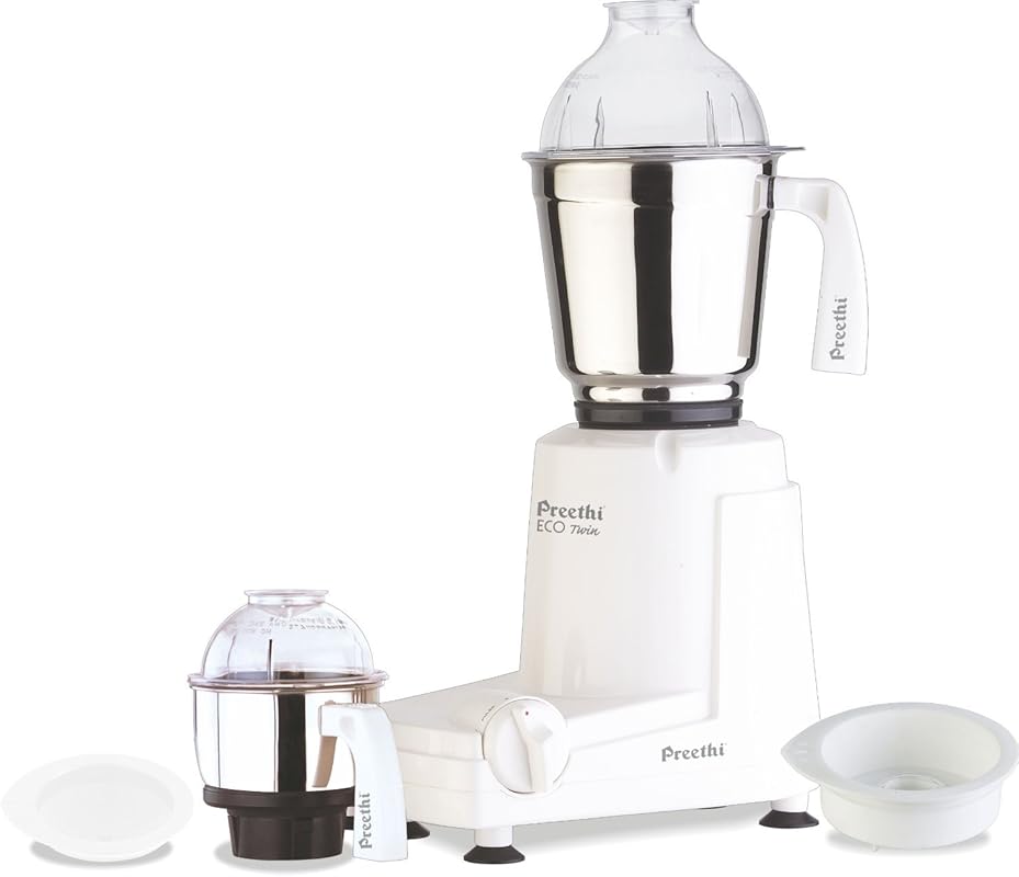 Preethi MG146 Eco Twin 2-Jar Mixer Grinder, Medium White – Efficient &