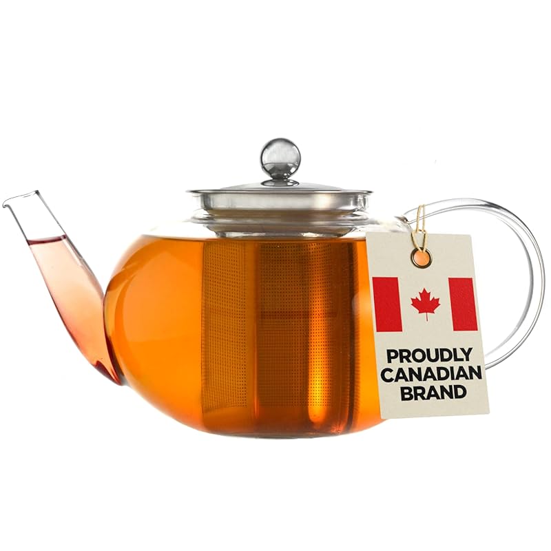 GROSCHE Joliette 42 oz Borosilicate Glass Teapot with Stainless Steel