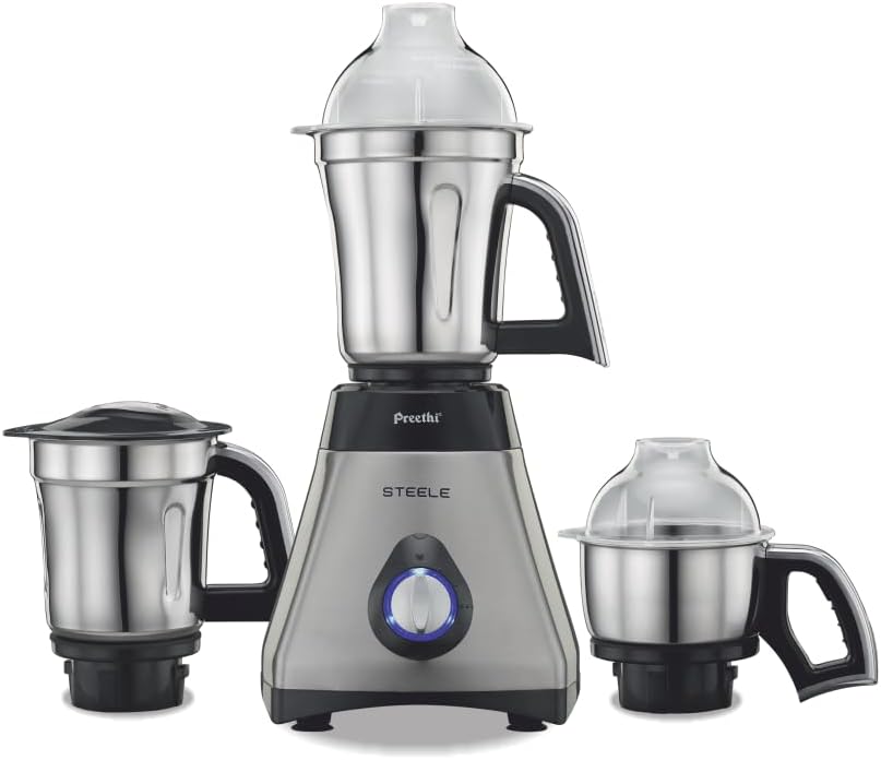 Preethi Steele Mixer Grinder with Turbo Vent & Improved Couplers – Enh