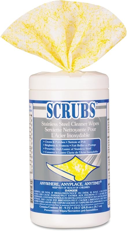 SCRUBS 91930 Stainless Steel Cleaner Towels, 30 Count