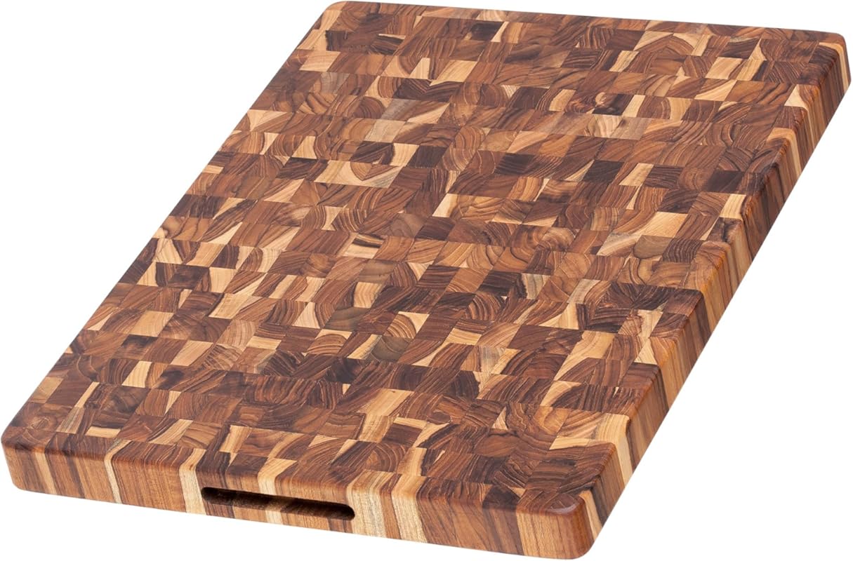 Teakhaus Large Wooden Butcher Block Cutting Board - End Grain, Knife F