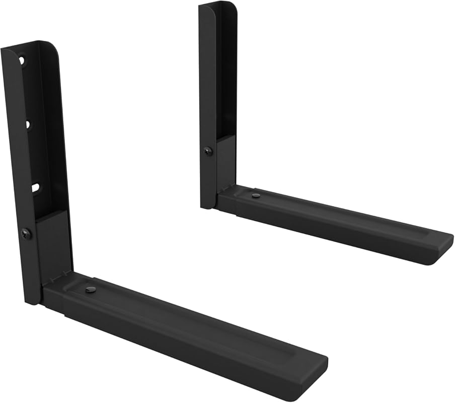 AVF Wall-Mounted Microwave Brackets – Heavy-Duty Black Steel, Universa