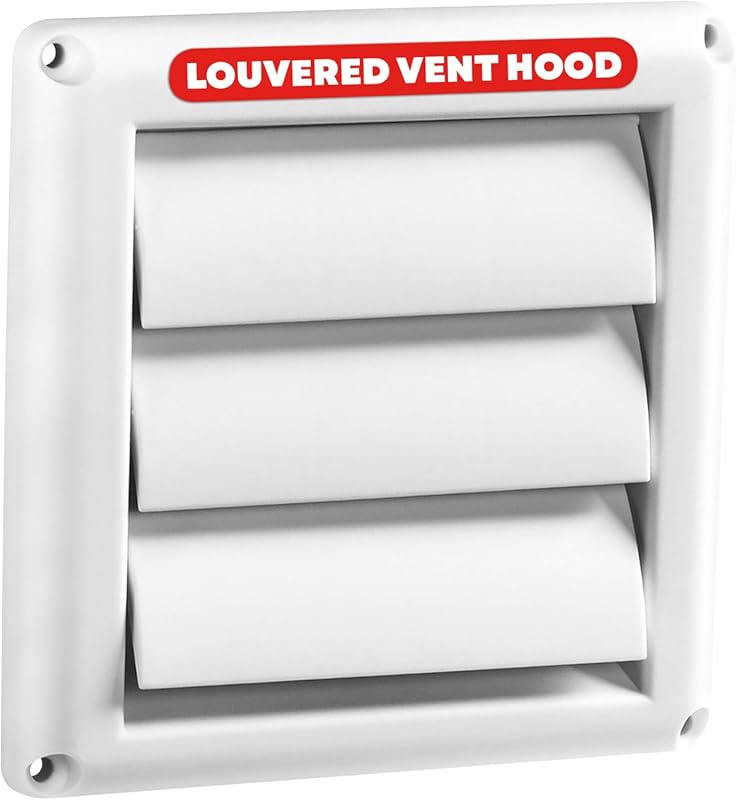Deflecto 4 Inch Fresh Air Intake Vent Hood with Fixed Louvers, Durable