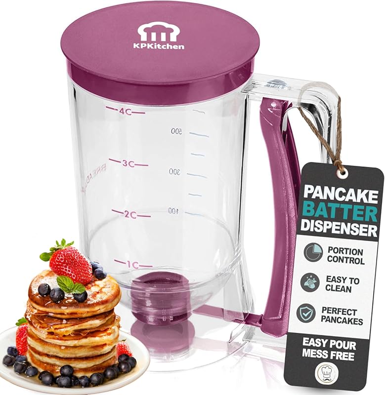 KPKitchen Pancake Batter Dispenser with Measuring Label for Pancakes, 