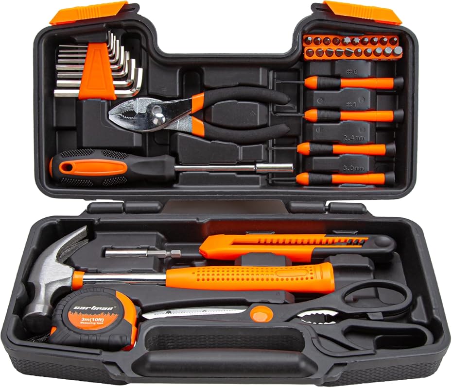CARTMAN 39-Piece Household Tool Set with Plastic Toolbox Storage Case,
