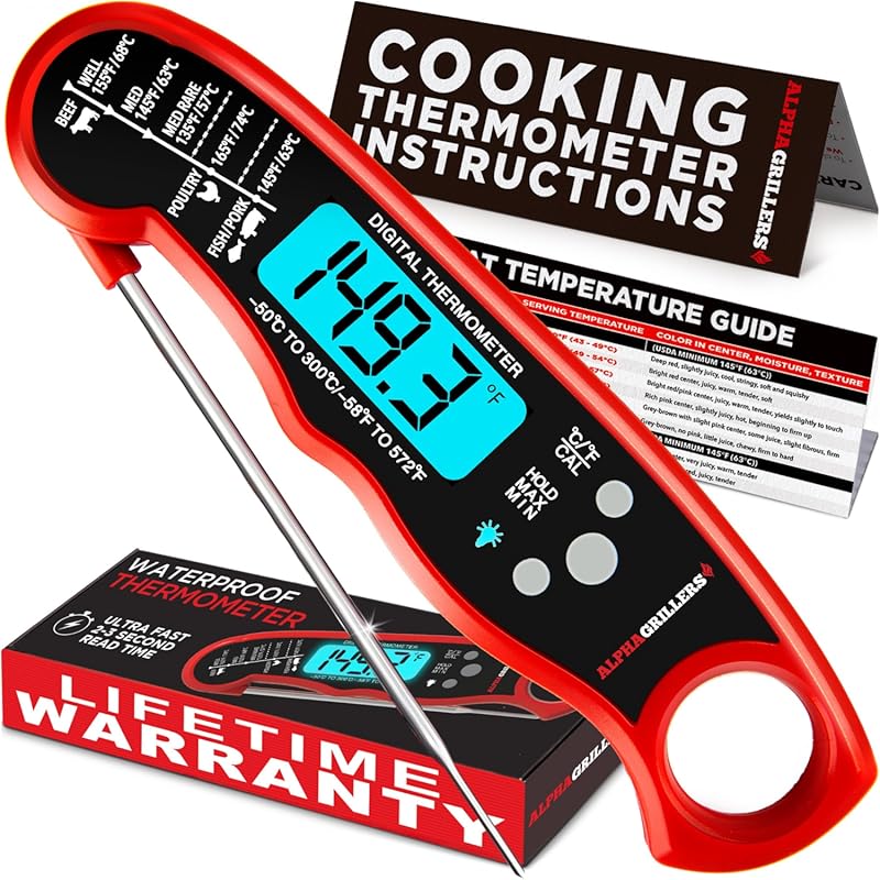 Alpha Grillers Digital Instant Read Meat Thermometer for Cooking & Gri