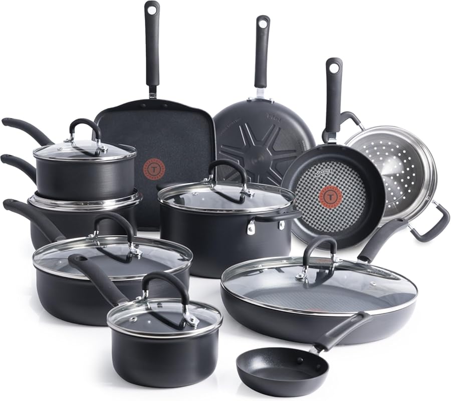 T-Fal Ultimate 17-Piece Hard Anodized Nonstick Cookware Set with Fry P