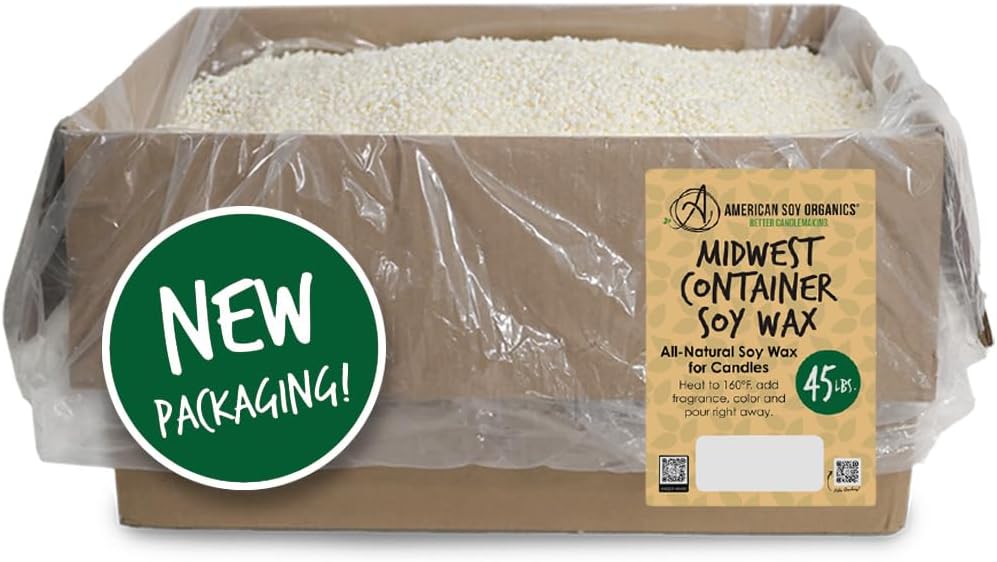 American Soy Organics 100% Midwest Soy Wax Beads, 45 lbs - Natural, Pa