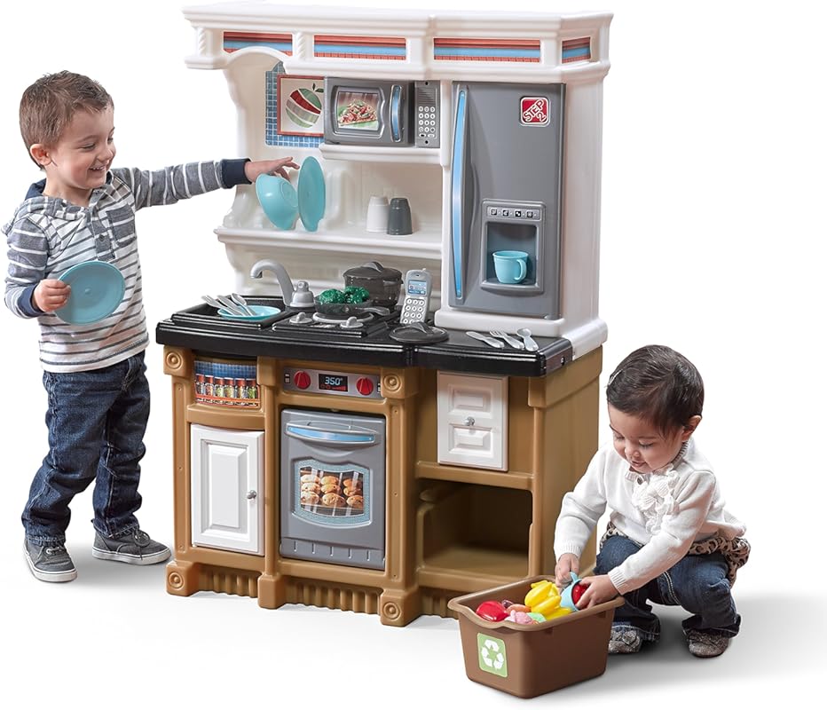 Step2 Lifestyle Custom Kids Kitchen Playset, Tan, with Lights, Sounds 