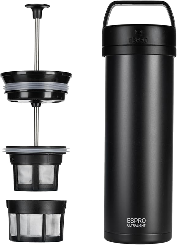 ESPRO P0 Ultralight Matte Meteorite Black 16oz Travel French Press Cof