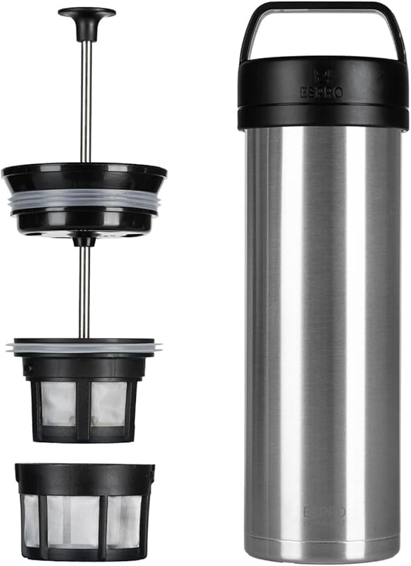 ESPRO P0 Ultralight Brushed Stainless Steel 16oz Travel French Press C