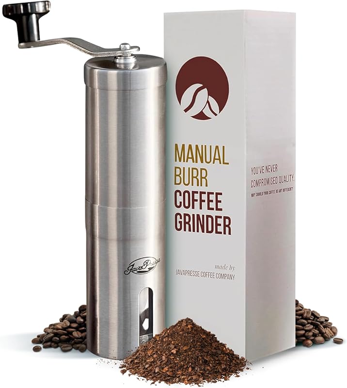 JavaPresse Manual Stainless Steel Coffee Grinder with 18 Adjustable Co