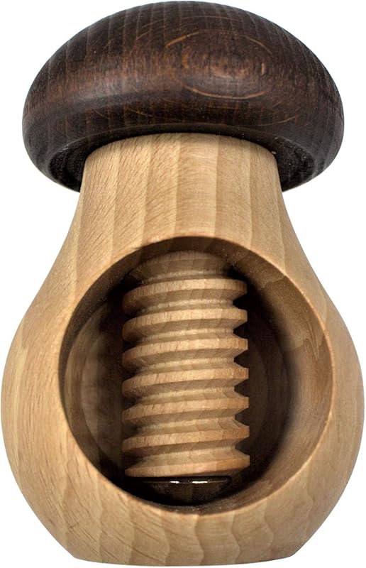 EFO Wooden Mushroom Nut Cracker Tool with Easy Screw Mechanism for Nut