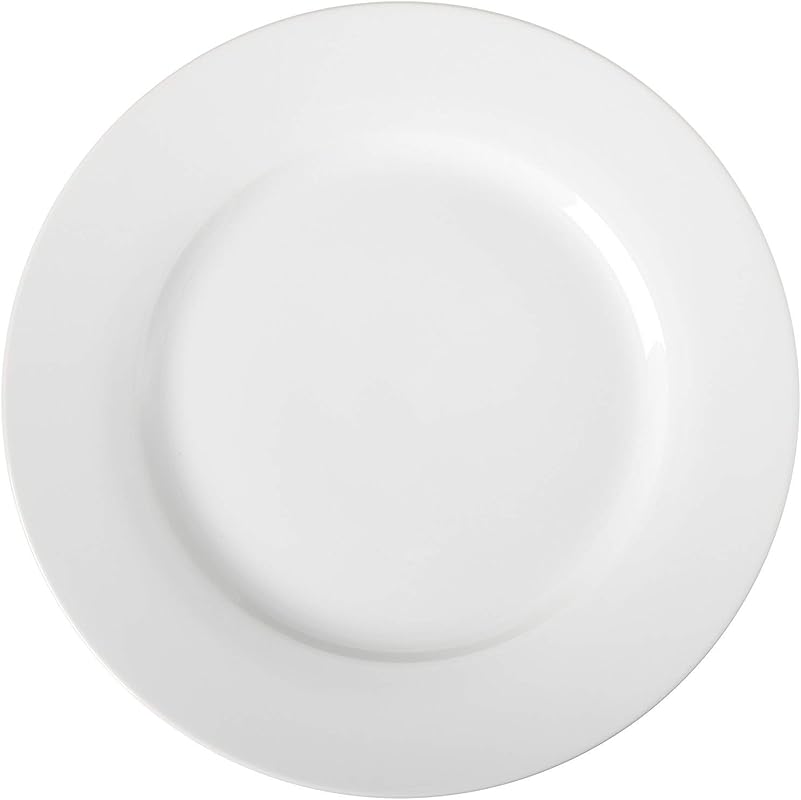 Amazon Basics 6-Piece White Dinner Plate Set, 10.5 Inches, Durable Kit