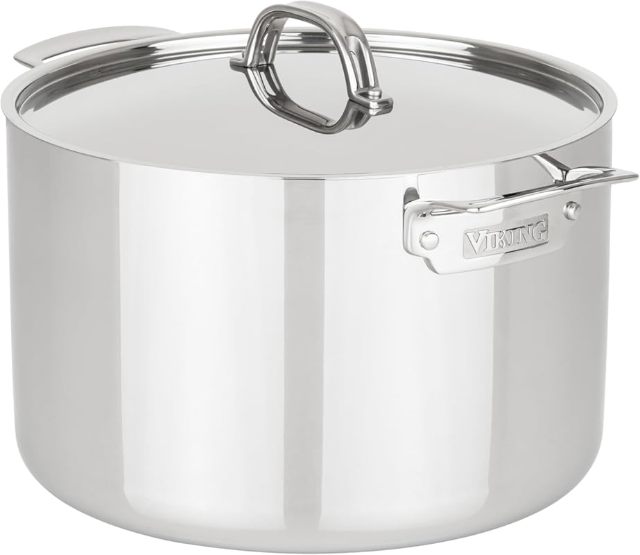 Viking 3-Ply Stainless Steel Stock Pot, 12 Quart with Lid, Induction, 